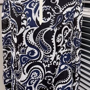 LOFT Black and White Paisley Blouse